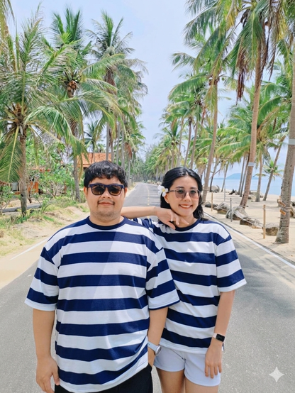 เสื้อยืด ริ้วใหญ่