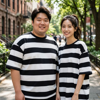 เสื้อยืด ริ้วใหญ่