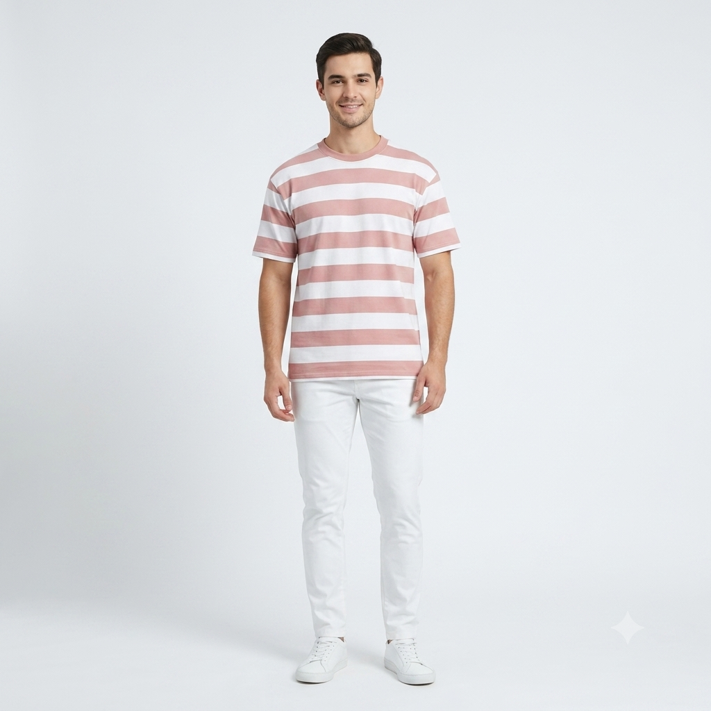 เสื้อยิดลาย ริ้วใหญ่ ไซส์ใหญ่ หุ่นหมี อก 42 นิ้ว - 66 นิ้ว