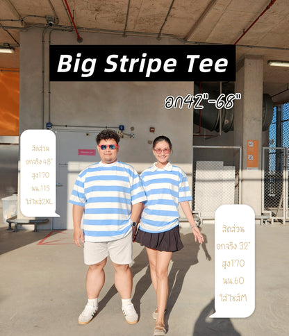 เสื้อยืด ริ้วใหญ่