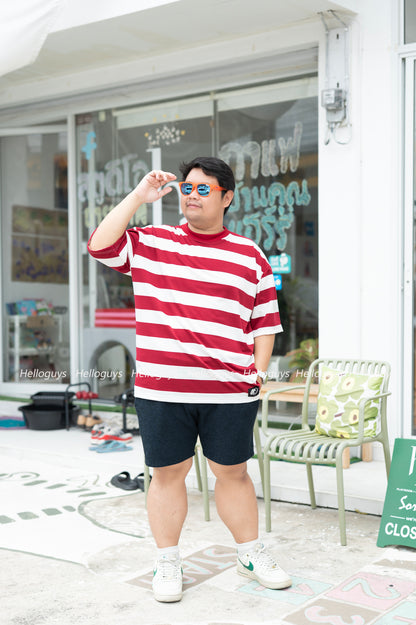 เสื้อยืด ริ้วใหญ่